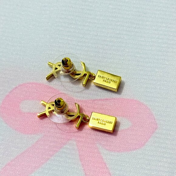 Yves Saint Laurent Gold-Tone Letter Earrings - Picture 3 of 5